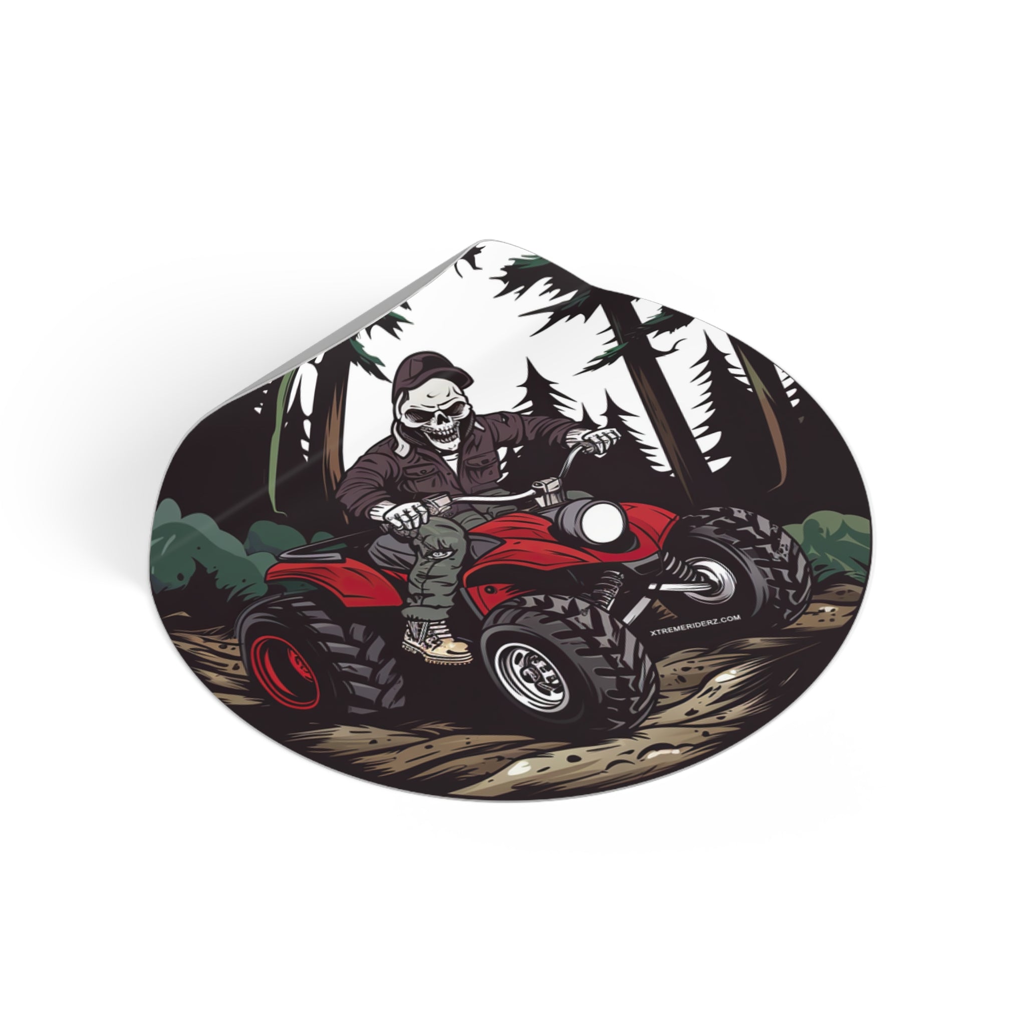 Skeleton on ATV- Xtreme Riderz- Round Vinyl Stickers